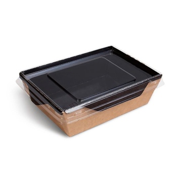 Салатник с прозрачной крышкой 800мл "Black series" GEOBOX-800/Black 186/215*106/126*55мм, черный картон