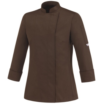 Женский поварской китель с кнопками Girl - цвет коричневый - 65% полиэстер, 35% хлопок - 200 г/м2