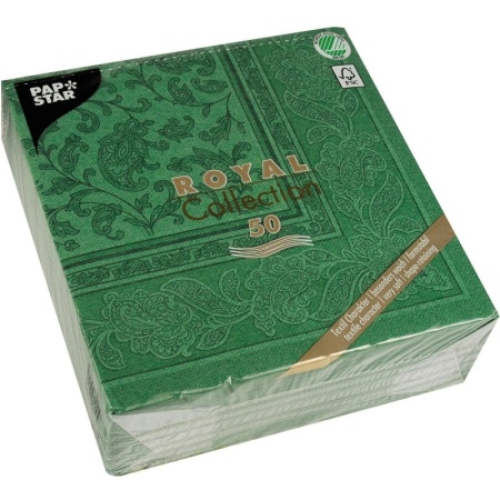 Салфетка 40x40см ROYAL Collection Ornaments темно-зеленая, 50шт