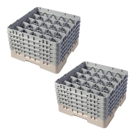 Кассета Camrack на 25 ячеек для мойки и хранения бокалов Ø8.7x25.7см Cambro бежевый, 2шт