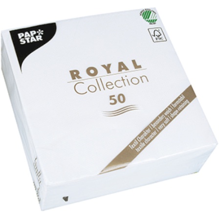 Салфетка 1/4 33x33см ROYAL Collection белая, 50шт