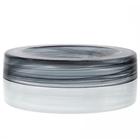 Блюдо-подиум стеклянный Ø21x(h)4.5см Hollow черный дым