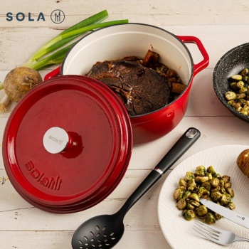 Кокот с крышкой Ø20см 2л оранжево-красный