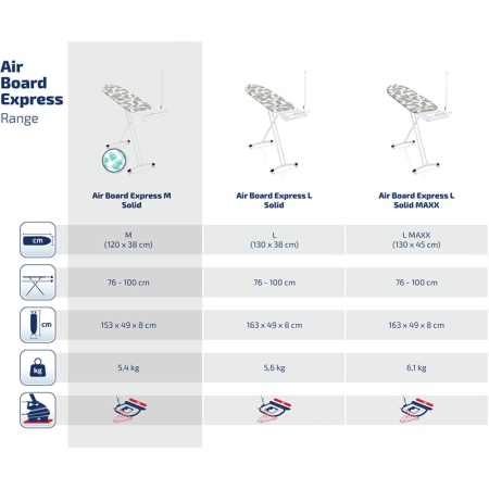 Доска гладильная для парогенератора AirBoard Express M 120х38см Solid