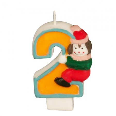 Свеча цифра "2" КЛОУН