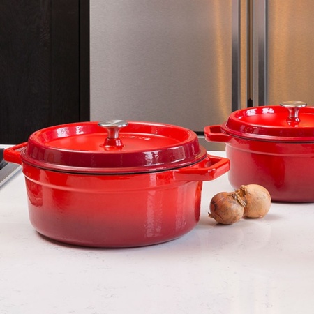Кокот с крышкой Ø20см 2л оранжево-красный