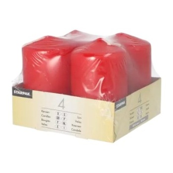 Свеча Ø5x(h)8см красная Pap Star, 4шт