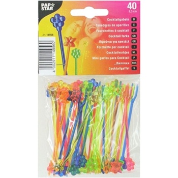 Деко-пика вилка 8.5см 'Цветы', 40шт