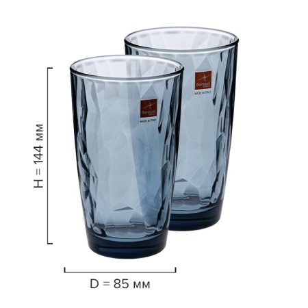 Набор стаканов 470мл DIAMOND синий, 6шт