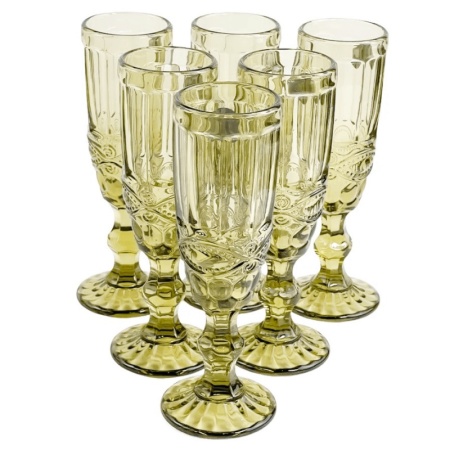 Набор фужеров для шампанского 150мл зеленые, 6шт