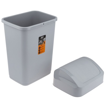 Контейнер для мусора 50л с крышкой-маятником Step серый Plast Team