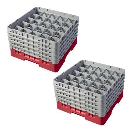 Кассета Camrack на 25 ячеек для мойки и хранения бокалов Ø8.7x25.7см Cambro красный, 2шт