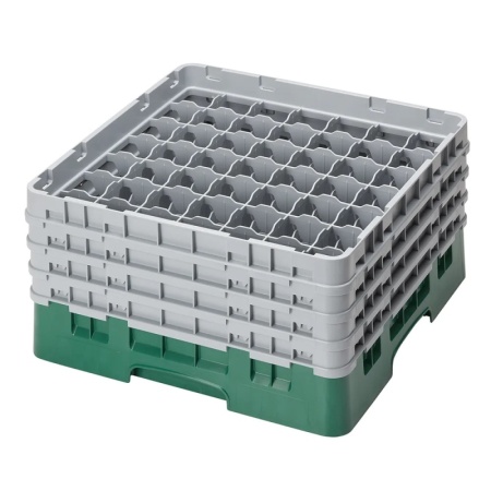 Кассета Camrack на 49 ячеек для мойки и хранения бокалов Ø6.2x21.5см Cambro зеленый