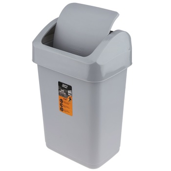 Контейнер для мусора 50л с крышкой-маятником Step серый Plast Team