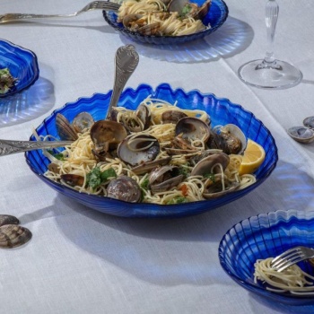 Салатник стеклянный 26x25.5x(h)6см Testa синий