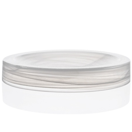 Блюдо-подиум стеклянный Ø30x(h)4см Hollow белый дым