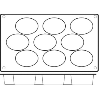 Форма "Овал" 9 выемок 70x50x(h)35мм