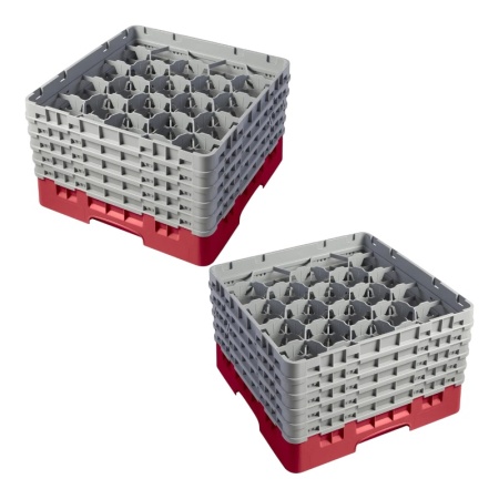 Кассета Camrack на 20 ячеек для мойки и хранения бокалов Ø9.84x25.7см Cambro красный, 2шт