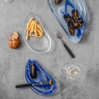 Блюдо стеклянное 22.5x12.5x(h)3.5см Auster синее