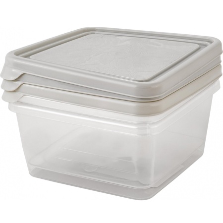 Набор квадратных контейнеров для продуктов 0.45л HELSINKI Artichoke пепельный жемчуг, 3шт