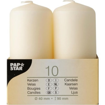 Свеча Ø4x(h)9см кремовая Pap Star, 10шт