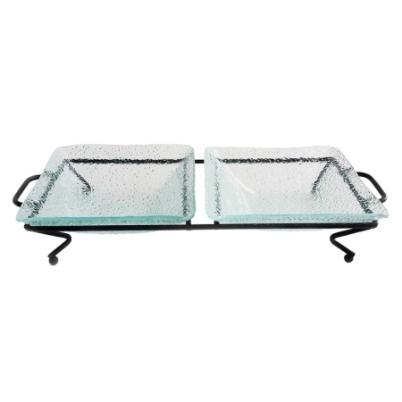 Фуршетная подставка 34x15x6.5см с 2 стеклянными блюдами