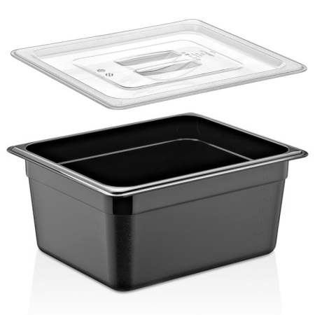 Гастроемкость GN 1/2 325x265x(h)150мм 8л черная (PC) с крышкой