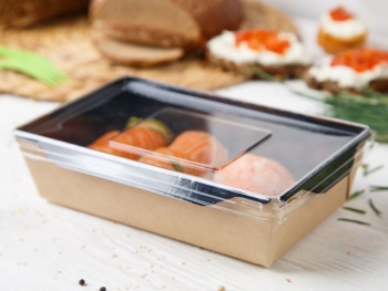 Салатник с прозрачной крышкой 800мл "Black series" GEOBOX-800/Black 186/215*106/126*55мм, черный картон