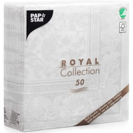 Салфетка 40x40см ROYAL Collection Ornaments белая, 50шт