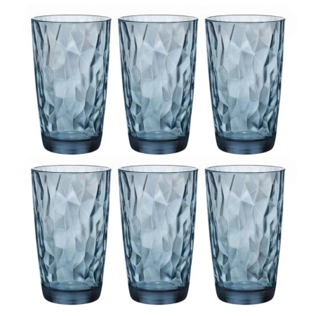 Набор стаканов 470мл DIAMOND синий, 6шт