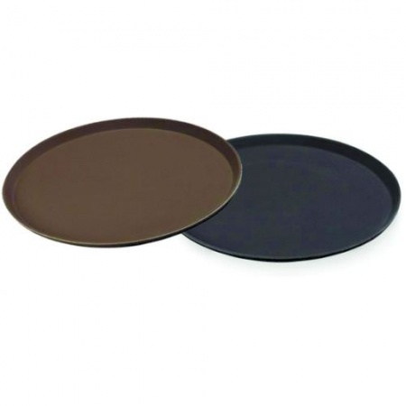 Поднос нескользящая поверхность Ø35.5см коричневый