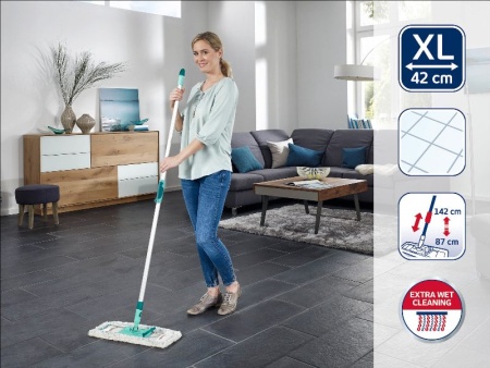 Швабра для пола Profi Cotton Plus XL 42см с телескопической стальной ручкой