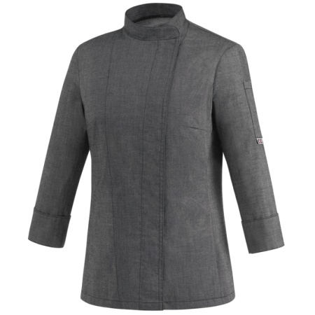 Женский поварской китель с кнопками - цвет grey mix - 65% полиэстер, 35% хлопок - 190 г/м2