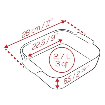 Емкость квадратная для запекания APPOLIA 28см 2.7л RED
