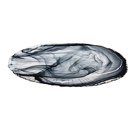 Блюдо овальное стеклянное 38x25x(h)3см Focus черный дым