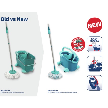 Комплект для уборки Clean Twist Ergo Disc Mop ведро 6л с отжимом и моп + тележка для ведра 521033