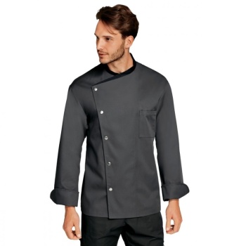 Мужской китель повара JULIUSO темно-серый - 67% полиэстер, 33% хлопок