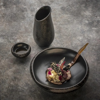 Ваза 250мл Ø6.7x(h)14см black satin stone - Raw by Kevala