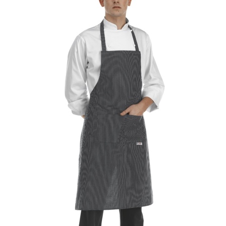 Фартук с нагрудником и карманом - цвет sir - 100% хлопок в полоску