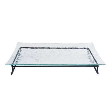 Блюдо для выкладки стеклянное с металлическим основанием 40x19x7.5см