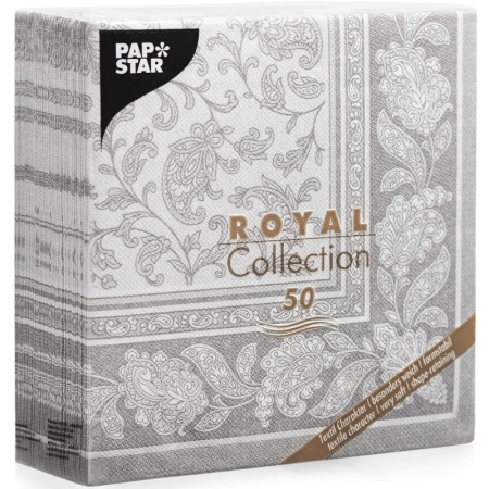 Салфетка 40x40см ROYAL Collection Ornaments серая, 50шт