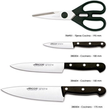 Набор кухонных ножей UNIVERSAL 3шт с ножницами на подставке