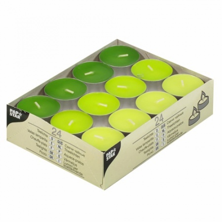Свеча чайная KIWI, KIWI-GREEN, MAY-GREEN, 24шт