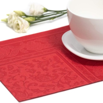 Салфетка 40x40см ROYAL Collection Ornaments красная, 50шт