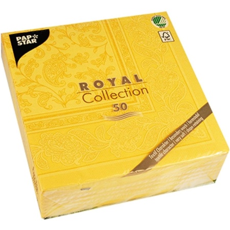 Салфетка 40x40см ROYAL Collection Ornaments желтая, 50шт