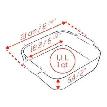 Емкость квадратная для запекания APPOLIA 21см RED