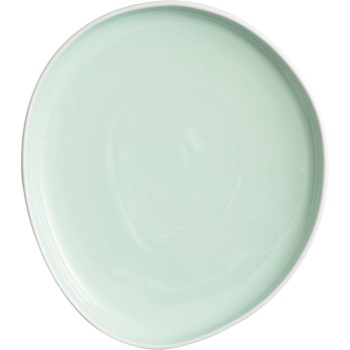 Тарелка плоская 28x25x(h)3.5см NINFA бело-аквамариновая