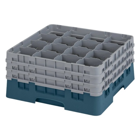 Кассета Camrack на 16 ячеек для мойки и хранения бокалов Ø11.11x19.6см Cambro сине-зеленый