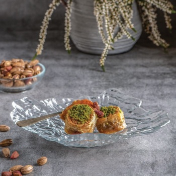 Блюдо стеклянное 22.5x17x(h)4.5см Mushroom прозрачное