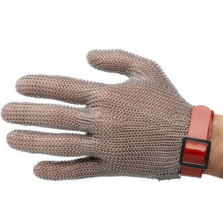 Перчатки кольчужные металлические - красные M